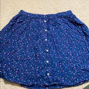 Navy blue and floral flowy skirt